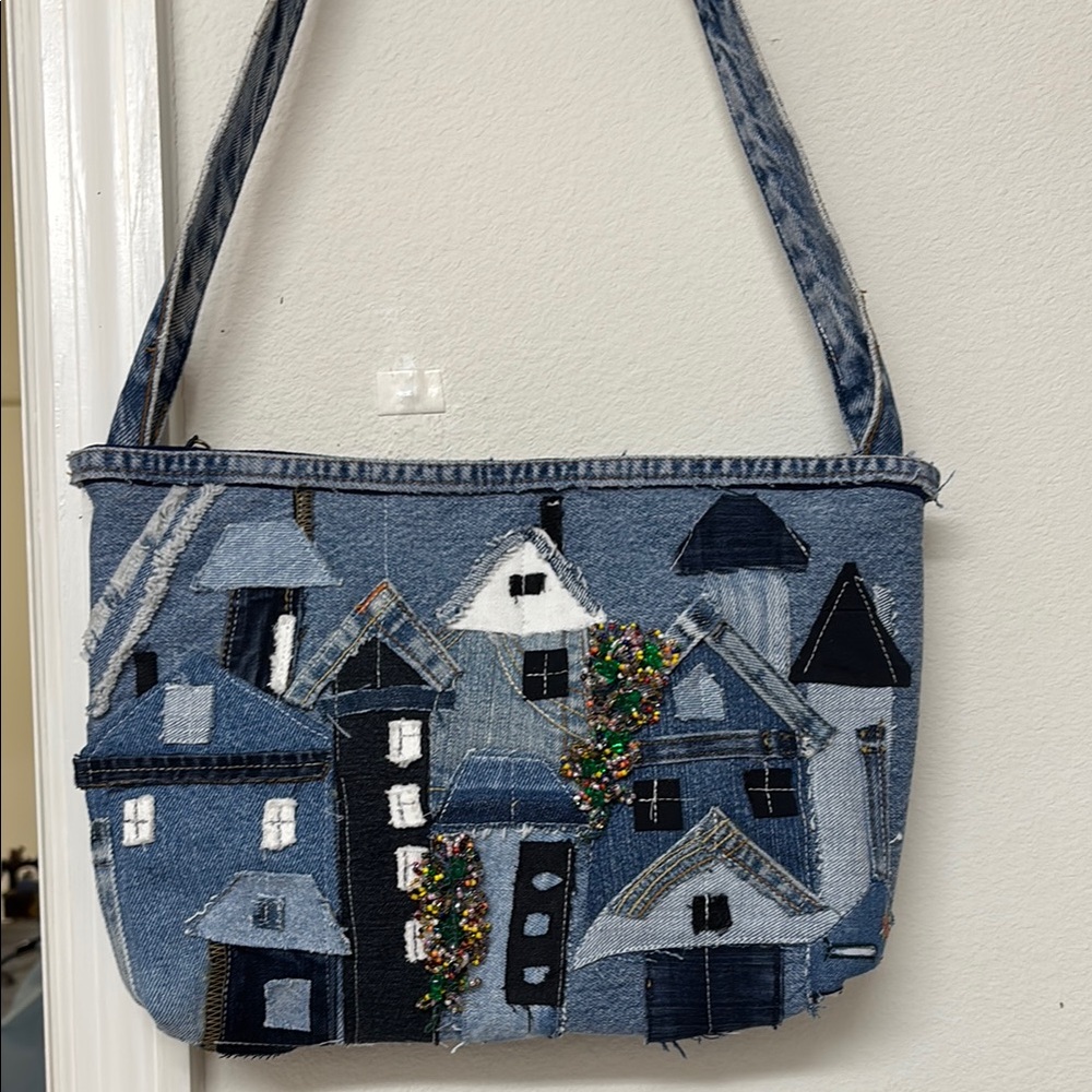 Denim Patchwork Shoulder Bag